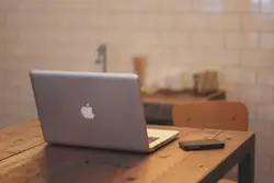 Laptop On A Wooden Table