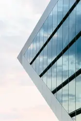 Large Building With A Large Blue And White Building