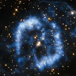 Large Blue And White Object Is In The Air