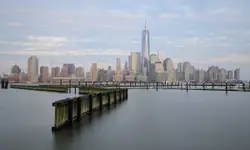 City With A Large Bridge And A Cityscape