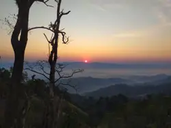 Sunset With A Mountain