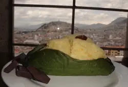 Green And White Plate With A Piece Of Fruit On It
