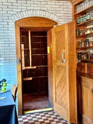 Wooden Door With A Wooden Shelf And A Wooden Door