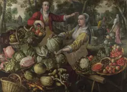 Painting Of A Woman Holding A Bunch Of Bananas