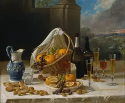 Table Topped With A Glass Of Wine And A Bottle Of Wine