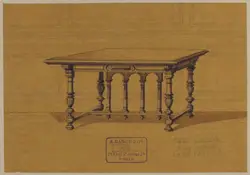 Wooden Bench With A Painting On It