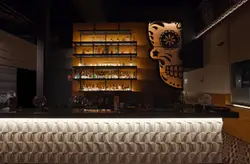 Bar With A Large Red And White Bar