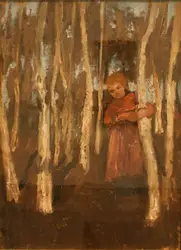 Painting Of A Person Standing In A Forest