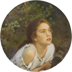 Woman Sitting In A Tree With A Picture Of A Cat