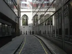 City Street With A Building And A Clock