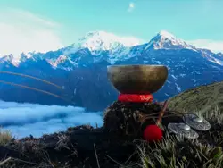 Red And White Bowl With A Mountain