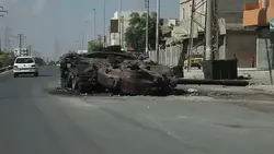 Large Truck Is On The Side Of The Road