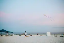 Man Flying A Kite On A Beach