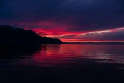 Sunset With A Clear Blue Sky