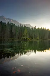 Lake With A Mountain And Trees