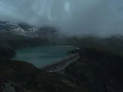 Large Body Of Water With A Mountain