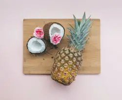Wooden Cutting Board With A Couple Of Different Types Of Food
