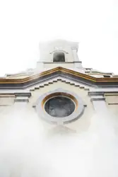 Large White Clock On A Building