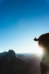 Lone Animal Standing On Top Of A Mountain