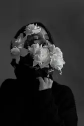 Woman holding flowers