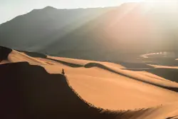 Hiking in the Great Sand Dunes National Park the mornin