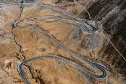 Aerial photography of hill with roads