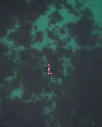 Bird's eye photography of person on boat