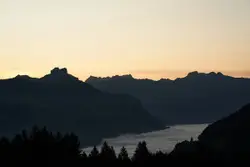 Silhouette of mountain during sunset