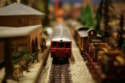 Red and gray train miniature