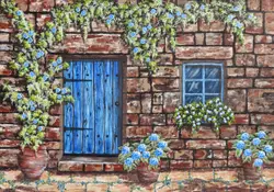 A painting of a cosy stone cottage by Sian Butler (my M