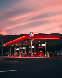 Gas station in the sunset