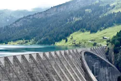 Dam on a mountain lake