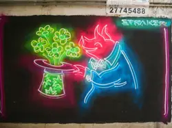 Painting Of A Street Sign With A Cat On It