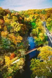 Scenic river with a bridge
