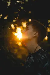 Man wearing black and white shirt