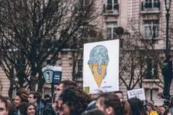 People protest about climate change at Paris France