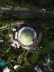 Aerial photo of dome building