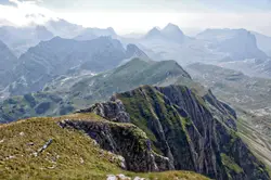 Sharp green mountain ridges