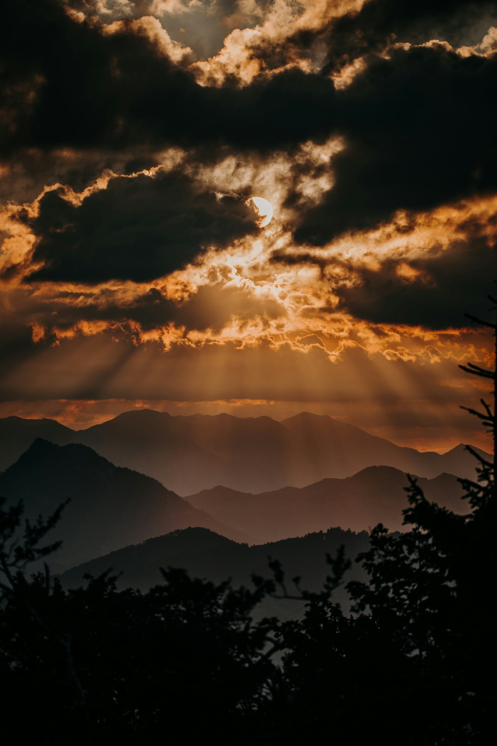 Sunset With A Mountain